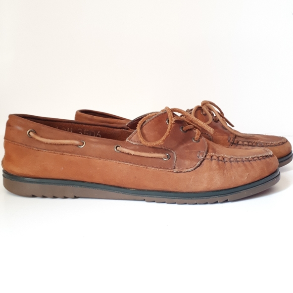 Maine Woods Leather High Cut Laced Boat Shoes 10 - Picture 1 of 11